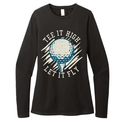 Let it Fly Distressed Golf Womens CVC Long Sleeve Shirt