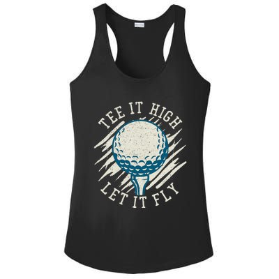 Let it Fly Distressed Golf Ladies PosiCharge Competitor Racerback Tank