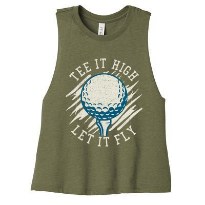 Let it Fly Distressed Golf Women's Racerback Cropped Tank