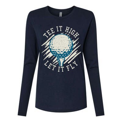 Let it Fly Distressed Golf Womens Cotton Relaxed Long Sleeve T-Shirt