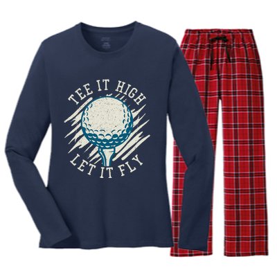 Let it Fly Distressed Golf Women's Long Sleeve Flannel Pajama Set 