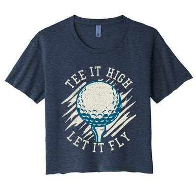 Let it Fly Distressed Golf Women's Crop Top Tee