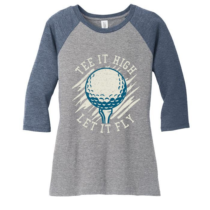 Let it Fly Distressed Golf Women's Tri-Blend 3/4-Sleeve Raglan Shirt