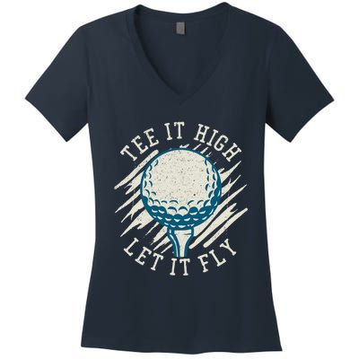 Let it Fly Distressed Golf Women's V-Neck T-Shirt