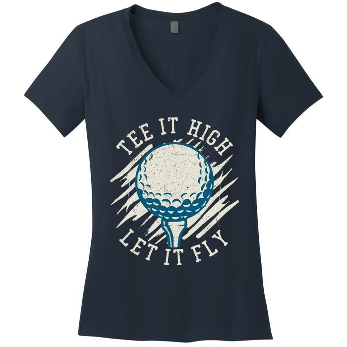 Let it Fly Distressed Golf Women's V-Neck T-Shirt