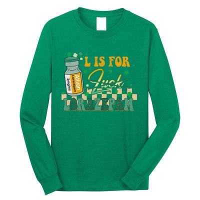 L Is For Lorazepam St Patrick's Day Nurse Pharmacist Crna Long Sleeve Shirt