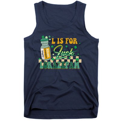 L Is For Lorazepam St Patrick's Day Nurse Pharmacist Crna Tank Top