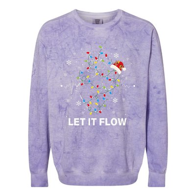 Let It Flow Anatomy Heart Cardiac Nurse Santa Hat Xmas Colorblast Crewneck Sweatshirt