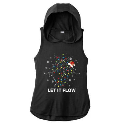 Let It Flow Anatomy Heart Cardiac Nurse Santa Hat Xmas Ladies PosiCharge Tri-Blend Wicking Draft Hoodie Tank