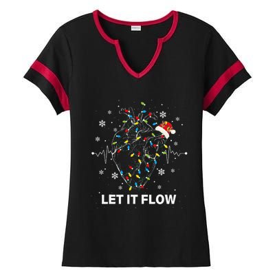 Let It Flow Anatomy Heart Cardiac Nurse Santa Hat Xmas Ladies Halftime Notch Neck Tee