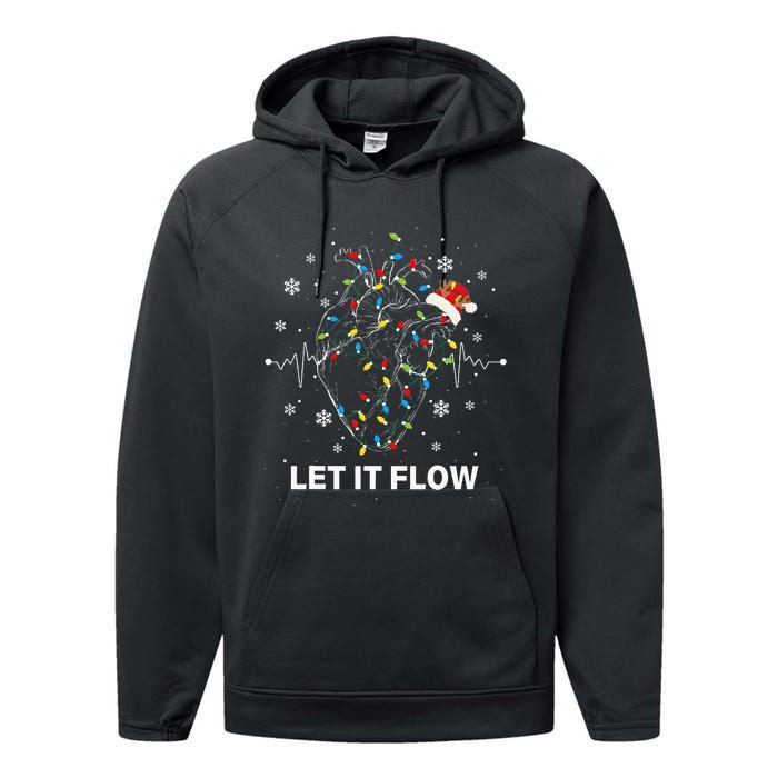 Let It Flow Anatomy Heart Cardiac Nurse Santa Hat Xmas Performance Fleece Hoodie