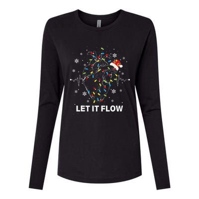 Let It Flow Anatomy Heart Cardiac Nurse Santa Hat Xmas Womens Cotton Relaxed Long Sleeve T-Shirt