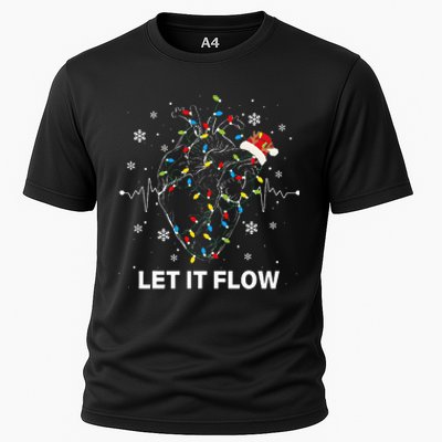 Let It Flow Anatomy Heart Cardiac Nurse Santa Hat Xmas Cooling Performance Crew T-Shirt