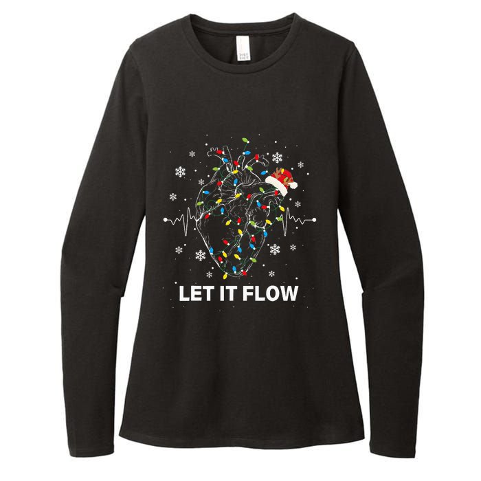 Let It Flow Anatomy Heart Cardiac Nurse Santa Hat Xmas Womens CVC Long Sleeve Shirt