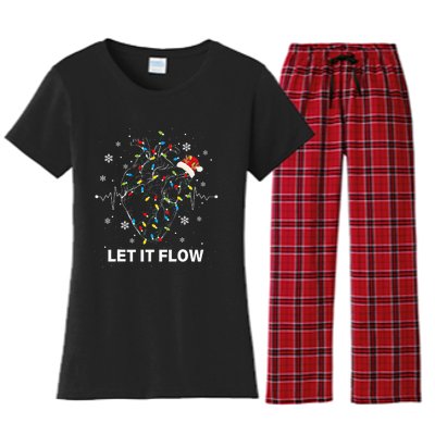 Let It Flow Anatomy Heart Cardiac Nurse Santa Hat Xmas Women's Flannel Pajama Set