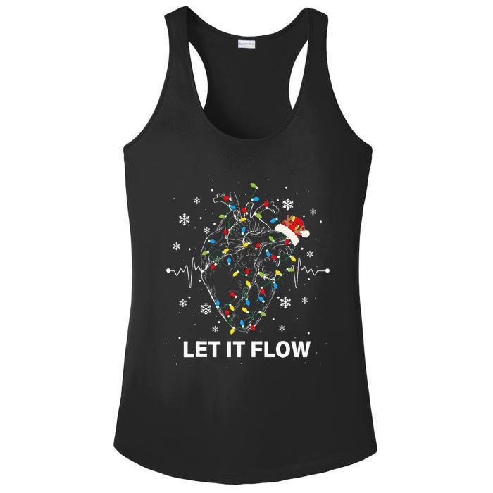 Let It Flow Anatomy Heart Cardiac Nurse Santa Hat Xmas Ladies PosiCharge Competitor Racerback Tank