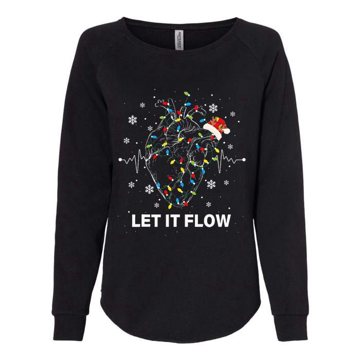 Let It Flow Anatomy Heart Cardiac Nurse Santa Hat Xmas Womens California Wash Sweatshirt