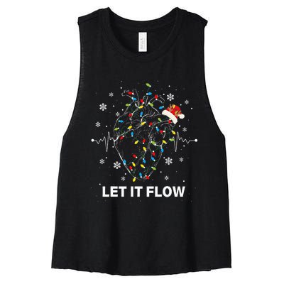 Let It Flow Anatomy Heart Cardiac Nurse Santa Hat Xmas Women's Racerback Cropped Tank