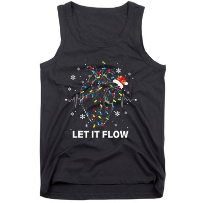 Let It Flow Anatomy Heart Cardiac Nurse Santa Hat Xmas Tank Top