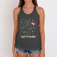 Let It Flow Anatomy Heart Cardiac Nurse Santa Hat Xmas Women's Knotted Racerback Tank