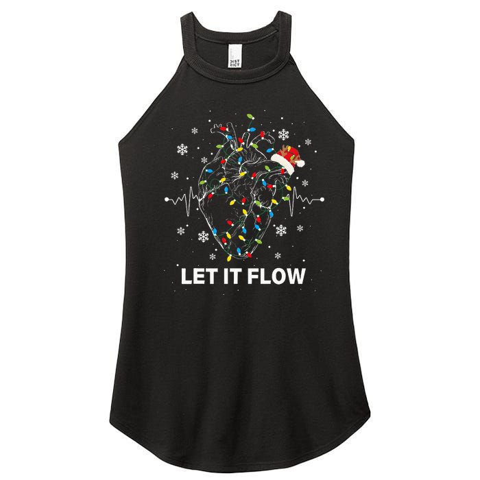 Let It Flow Anatomy Heart Cardiac Nurse Santa Hat Xmas Women's Perfect Tri Rocker Tank