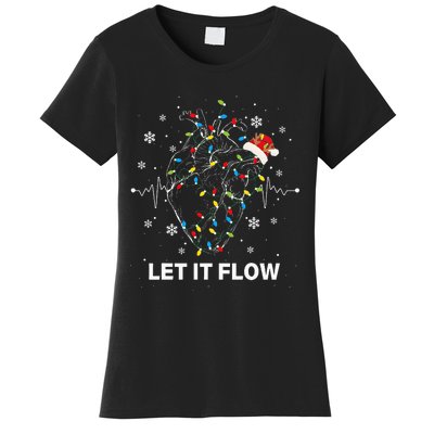 Let It Flow Anatomy Heart Cardiac Nurse Santa Hat Xmas Women's T-Shirt