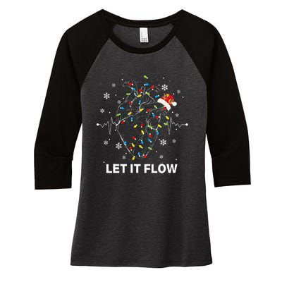 Let It Flow Anatomy Heart Cardiac Nurse Santa Hat Xmas Women's Tri-Blend 3/4-Sleeve Raglan Shirt