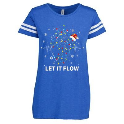 Let It Flow Anatomy Heart Cardiac Nurse Santa Hat Xmas Enza Ladies Jersey Football T-Shirt