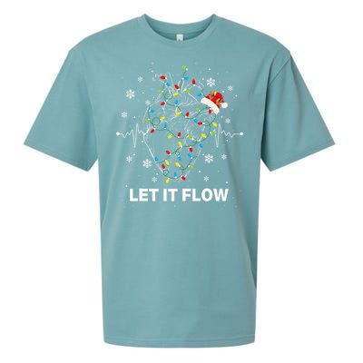 Let It Flow Anatomy Heart Cardiac Nurse Santa Hat Xmas Sueded Cloud Jersey T-Shirt