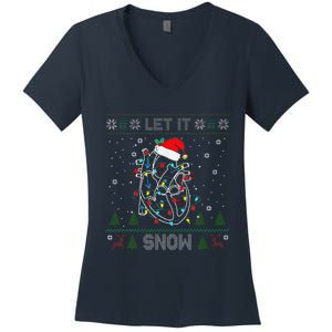 Let It Flow Cardiac Nurse Xmas Cardiology Nurse Christmas Women's V-Neck T-Shirt