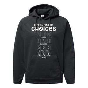 Life Is Full Of Choice Mahjong Player Chinese Mahjong Lover Performance Fleece Hoodie