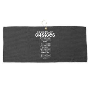 Life Is Full Of Choice Mahjong Player Chinese Mahjong Lover Large Microfiber Waffle Golf Towel