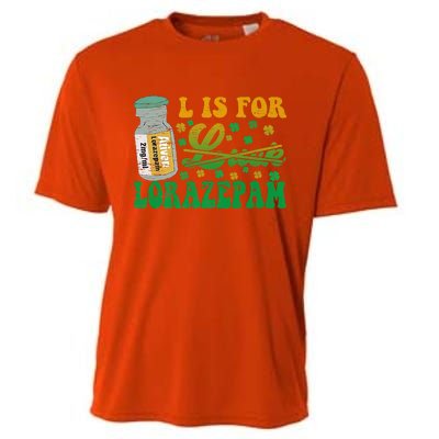 L Is For Lorazepam St Patrick's Day Nurse Pharmacist Crna Cooling Performance Crew T-Shirt