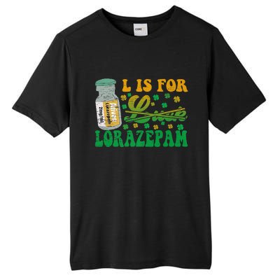 L Is For Lorazepam St Patrick's Day Nurse Pharmacist Crna Tall Fusion ChromaSoft Performance T-Shirt