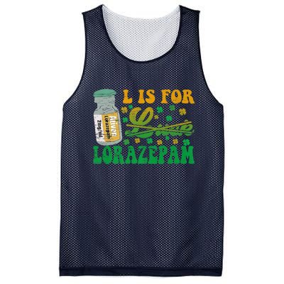 L Is For Lorazepam St Patrick's Day Nurse Pharmacist Crna Mesh Reversible Basketball Jersey Tank