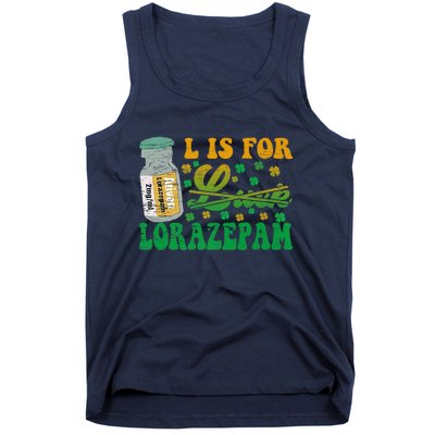 L Is For Lorazepam St Patrick's Day Nurse Pharmacist Crna Tank Top