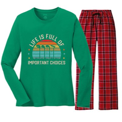 Life Is Full Of Important Choices Golf Golfer Player Sport Women's Long Sleeve Flannel Pajama Set 