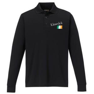 Limerick Ireland Flag Irish City Saint Patricks Day Gift Performance Long Sleeve Polo