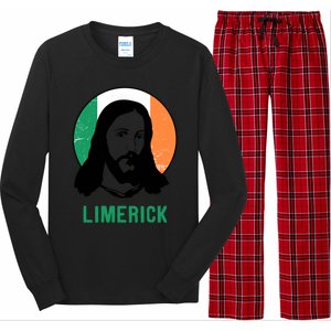 Limerick Ireland Flag Jesus St Patricks Day Cool Gift Long Sleeve Pajama Set