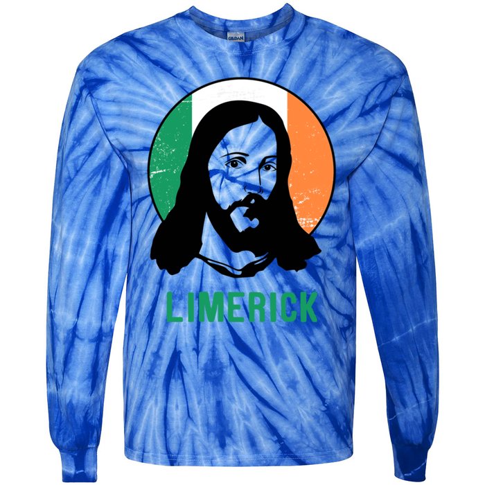 Limerick Ireland Flag Jesus St Patricks Day Cool Gift Tie-Dye Long Sleeve Shirt