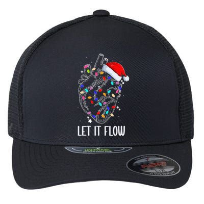 Let It Flow Anatomy Heart Cardiac Nurse Santa Hat Xmas Flexfit Unipanel Trucker Cap