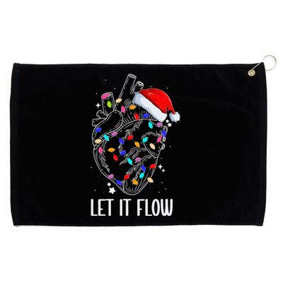 Let It Flow Anatomy Heart Cardiac Nurse Santa Hat Xmas Grommeted Golf Towel