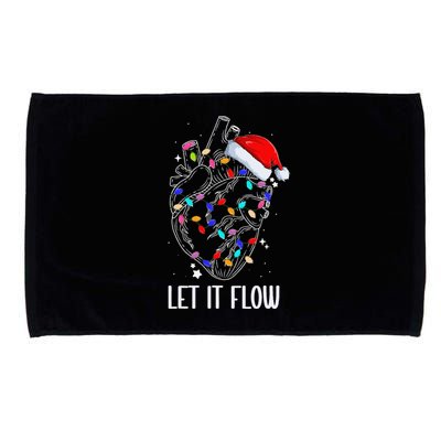 Let It Flow Anatomy Heart Cardiac Nurse Santa Hat Xmas Microfiber Hand Towel