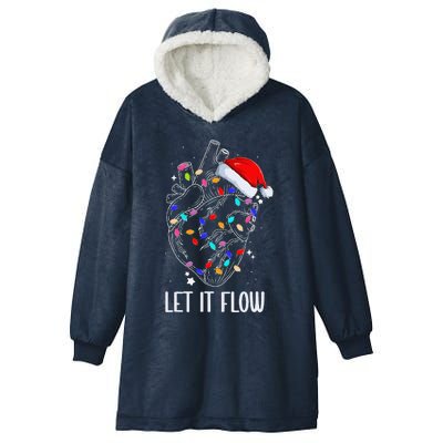 Let It Flow Anatomy Heart Cardiac Nurse Santa Hat Xmas Hooded Wearable Blanket