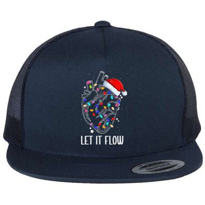 Let It Flow Anatomy Heart Cardiac Nurse Santa Hat Xmas Flat Bill Trucker Hat