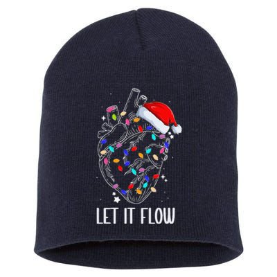 Let It Flow Anatomy Heart Cardiac Nurse Santa Hat Xmas Short Acrylic Beanie