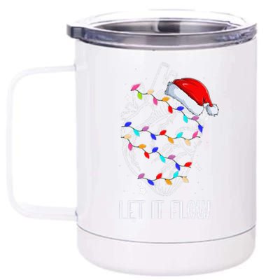 Let It Flow Anatomy Heart Cardiac Nurse Santa Hat Xmas 12 oz Stainless Steel Tumbler Cup