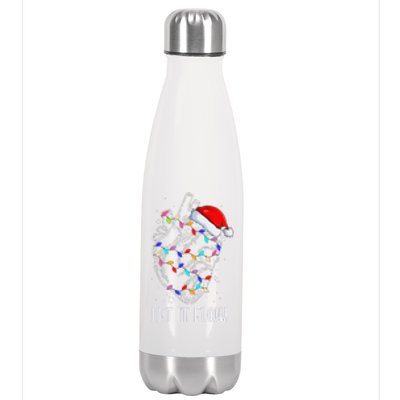 Let It Flow Anatomy Heart Cardiac Nurse Santa Hat Xmas Stainless Steel Insulated Water Bottle