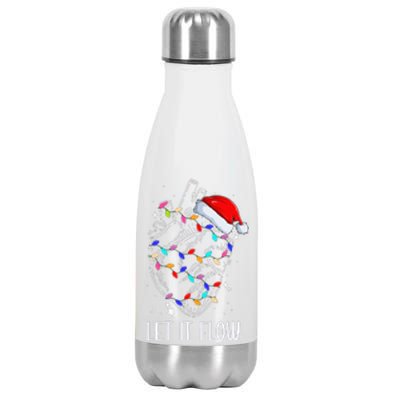 Let It Flow Anatomy Heart Cardiac Nurse Santa Hat Xmas Stainless Steel Insulated Water Bottle