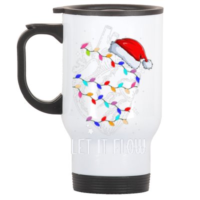 Let It Flow Anatomy Heart Cardiac Nurse Santa Hat Xmas Stainless Steel Travel Mug